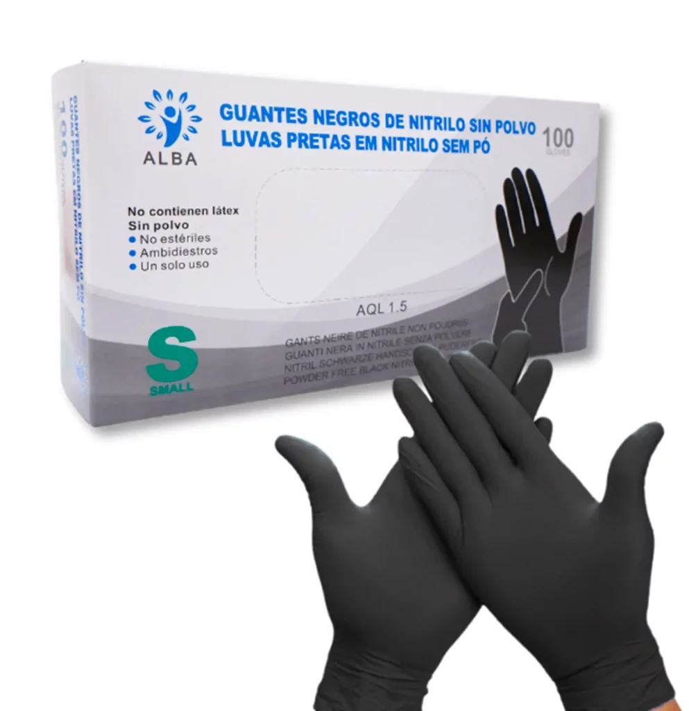 guantes de nitrilo negros talla s