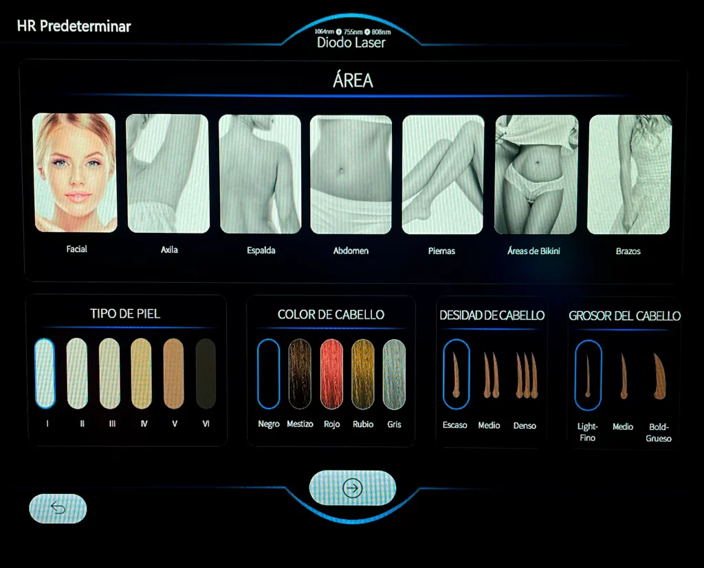 parametros laser trionda fotodepilacion