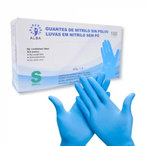 Guantes Nitrilo azul 100 unidades talla S