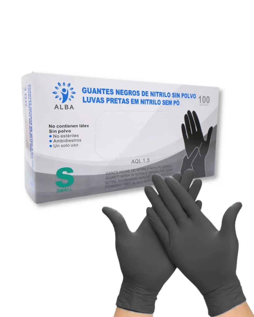 Guantes Nitrilo Negros 100 unidades talla S