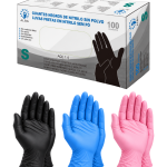 Guantes de nitrilo negro sin polvo ALBA caja de 100 unidades
