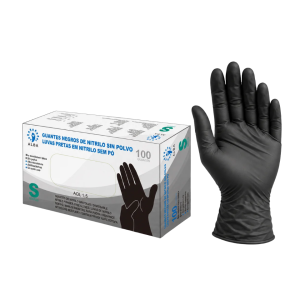Guantes de nitrilo negro sin polvo ALBA caja de 100 unidades