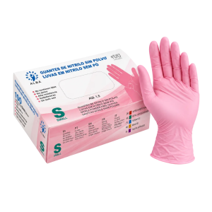 Guantes de nitrilo rosa sin polvo ALBA caja de 100 unidades